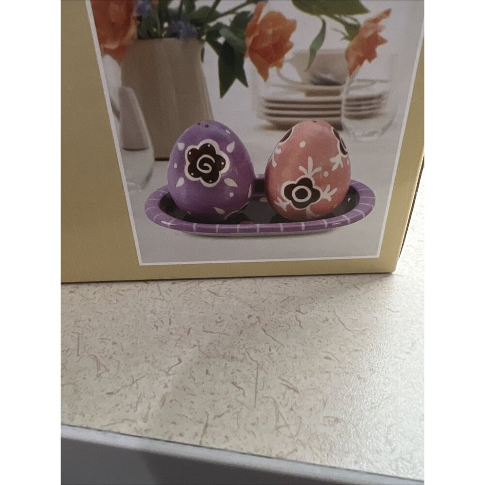 Kirkland Easter Egg Store Salt And Pepper Shaker Set 6” X 3.5” X 2 5/8” In Box